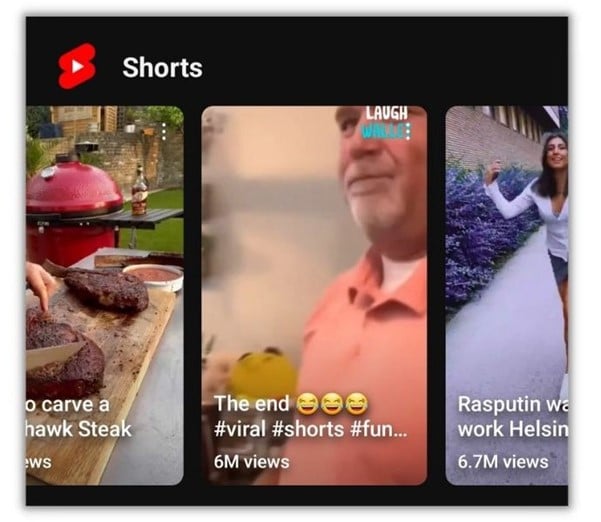Открытие трендов в TikTok: пример домашней страницы YouTube Shorts
