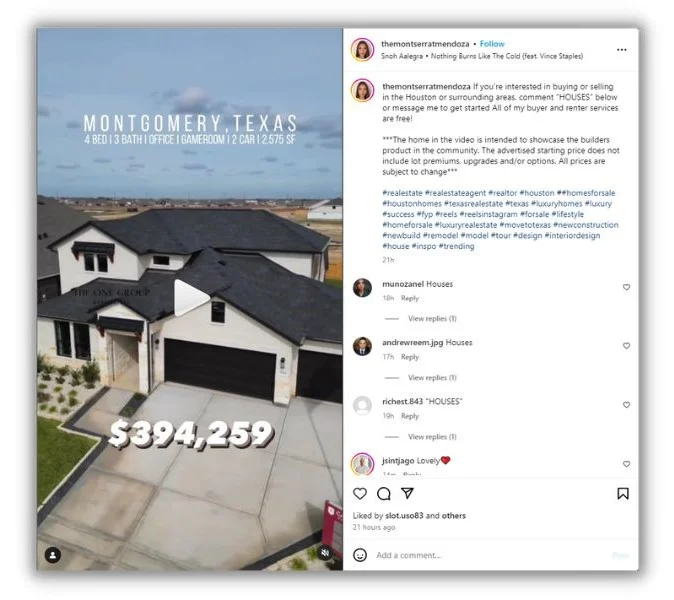 Лучшее время для публикации в социальных сетях — пост в Instagram о недвижимости.