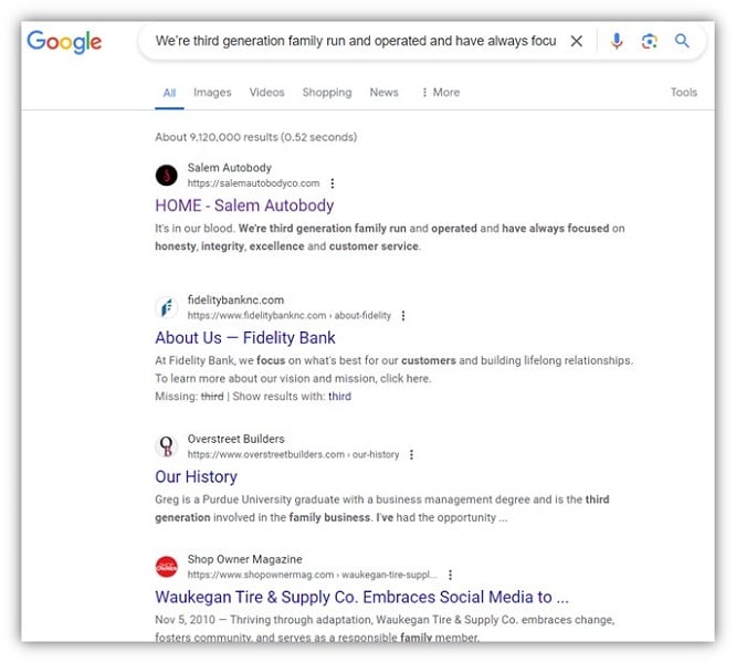 Обновления алгоритма Google — пример похожих типов контента в поисковой выдаче