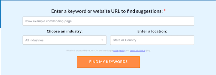 free keyword tool entry fields