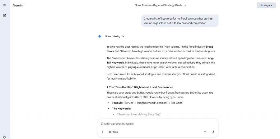 keyword research tools - gemini screenshot