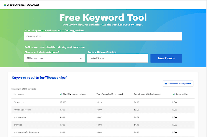 meilleurs outils de recherche de mots clés - outil de mots clés gratuit de wordstream