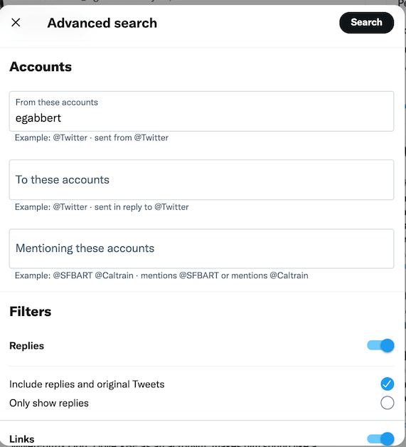 how to find your old tweets - advanced search filter view