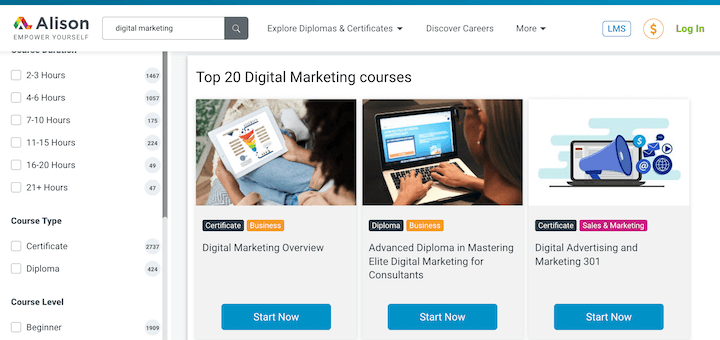 free digital marketing courses by alison