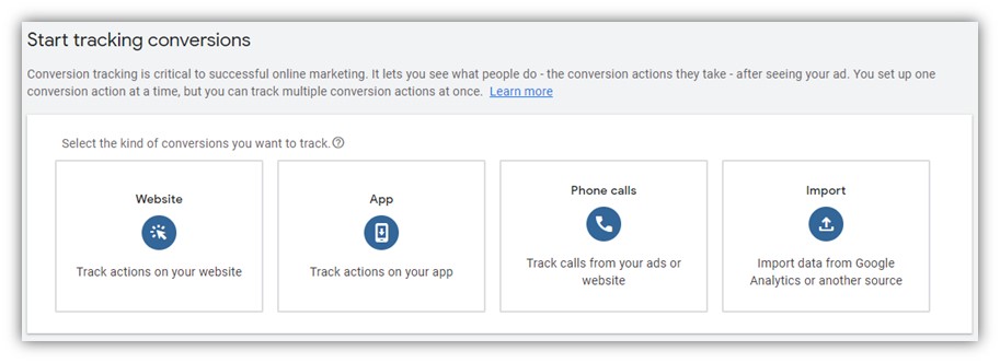 ppc audit - google ads conversion tracking screenshot