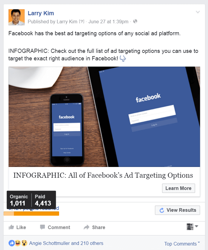 facebook newsfeed algorithm - post example