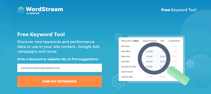 competitor keyword tools - wordstream's keyword tool