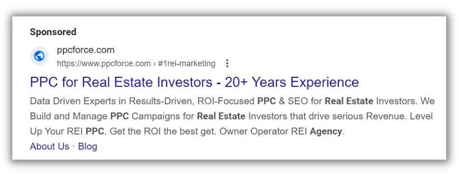 screenshot of a Google ad for restaurant PPC agency
