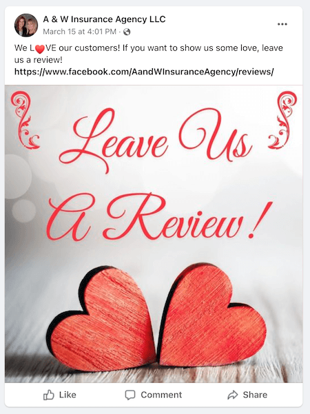 how to ask for reviews - on facebook