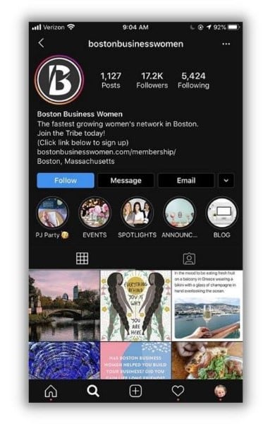 Instagram Highlights — страница инстаграм женщин Бостона.