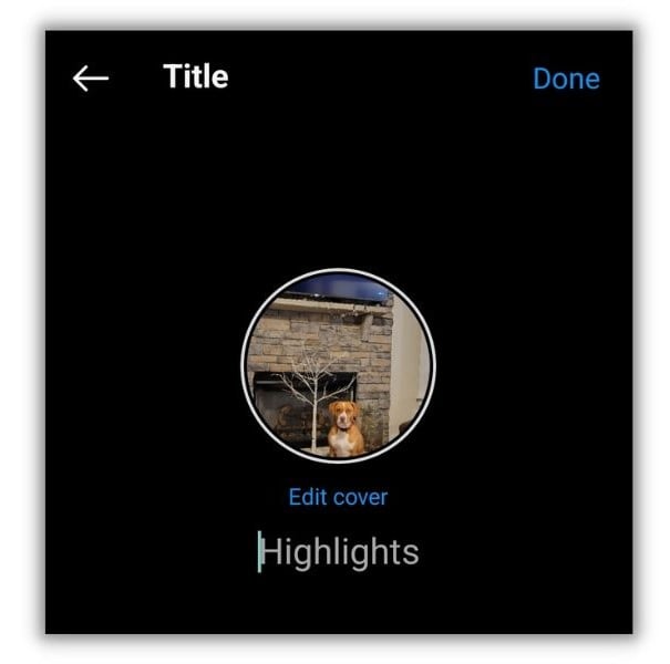 Instagram Highlights - add title and cover 