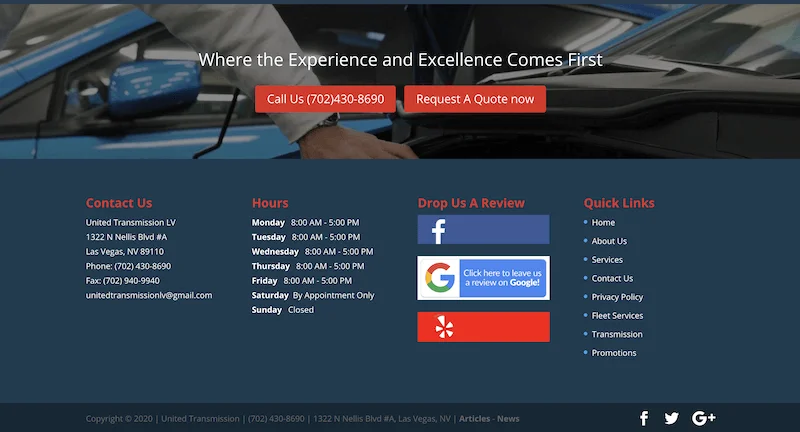 get more google reviews with CTA in website footer