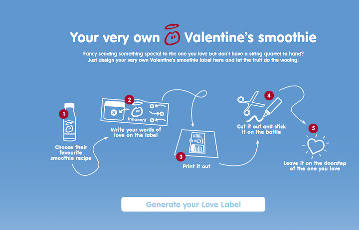 valentines day marketing ideas - create your own smoothie