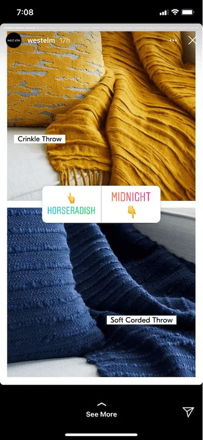 how much do instagram ads cost: story poll example