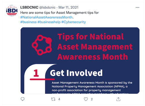 march marketing ideas - national asset management awareness month tweet