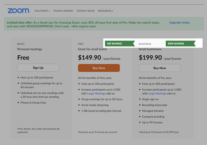 marketing psychology example - savings shown