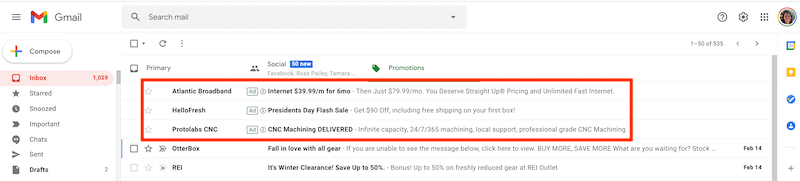 Ads clearance on gmail