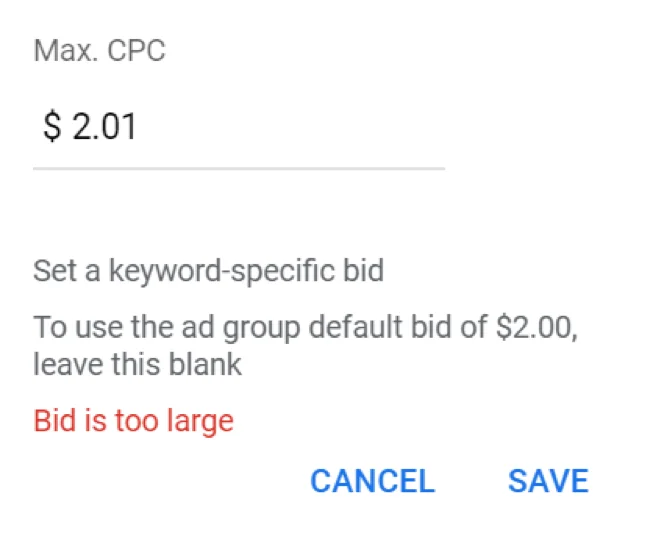 Google ads grants max CPC