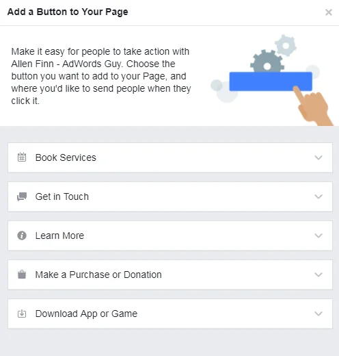 gallery of various buttons that can be added to facebook pages
