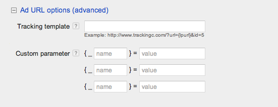 google adwords advanced url options