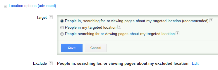 AdWords Location Options