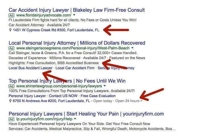 personal injury law firm adwords