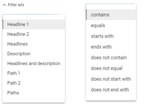 adwords-ad-variations-filter-options