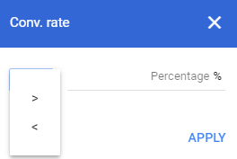 adwords conversion rate filter modifiers