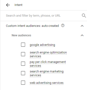 adwords new custom intent audiences