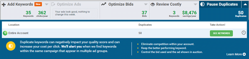 deduplicating adwords keywords wordstream software