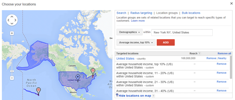 adwords income based targeting for high income prospects