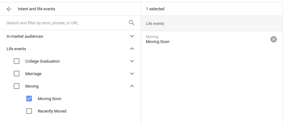 adwords life event targeting added in 2017