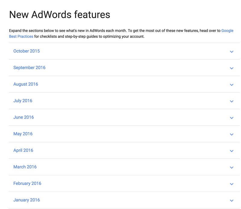 new adwords features released monthly