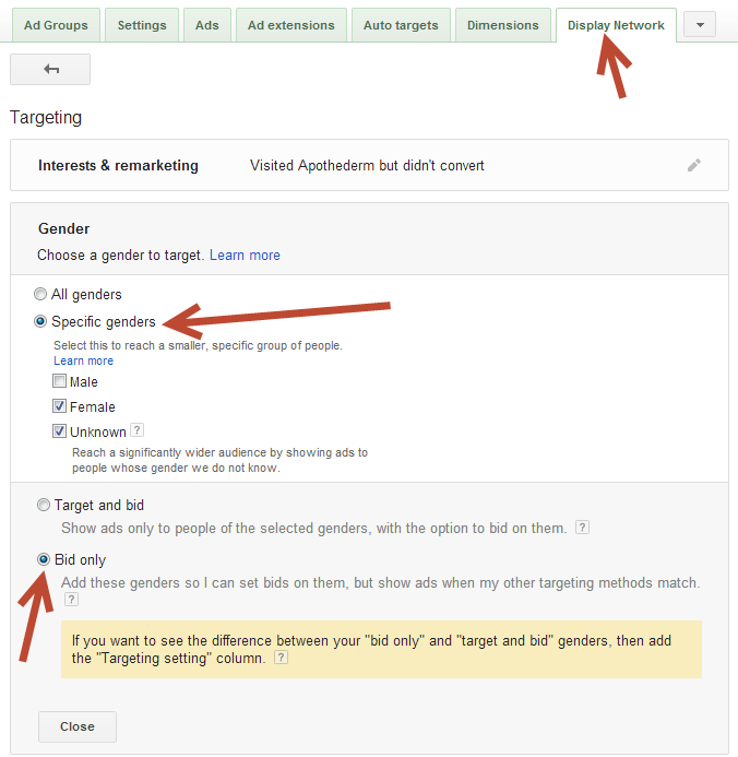 AdWords Gender Targeting Best Practices