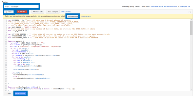 run adwords scripts