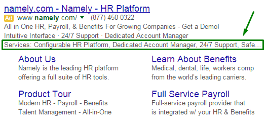 structured snippets example