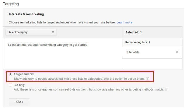 rlsa target and bid settings