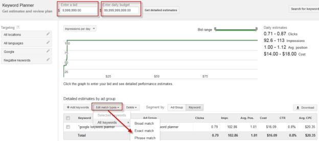 How to Get Phrase Broad Match Traffic Data Back from Google Keyword Planner