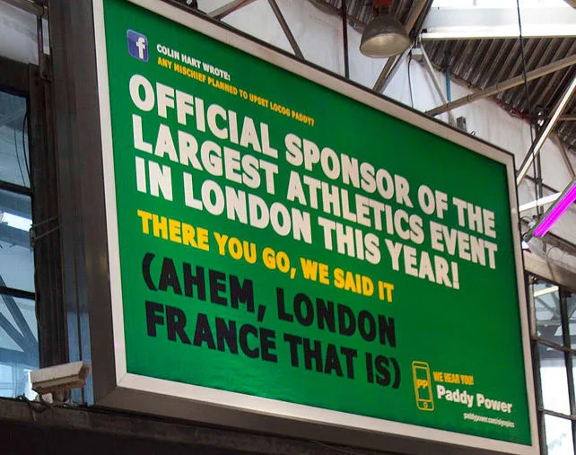 Ambush marketing Paddy Power London 2012 billboard campaign
