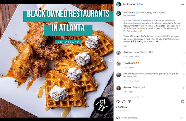 august marketing ideas - black business month instagram post