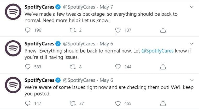 Spotify customer service tweets