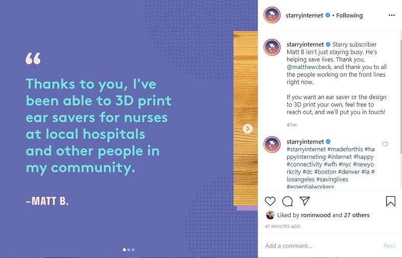 Starry Internet Instagram example