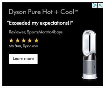 banner ad example from Dyson