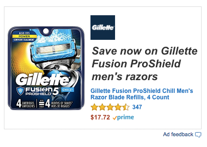 Beginner's guide to advertising on Amazon Gillette display ad example