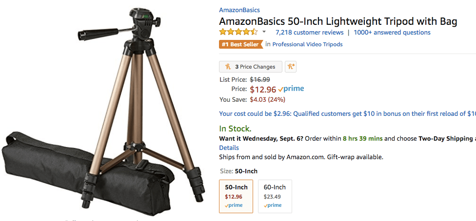 Beginner's guide to advertising on Amazon tripod ad example