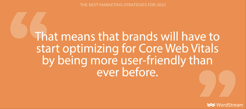 best marketing strategies for 2021-quote about the importance of core web vitals