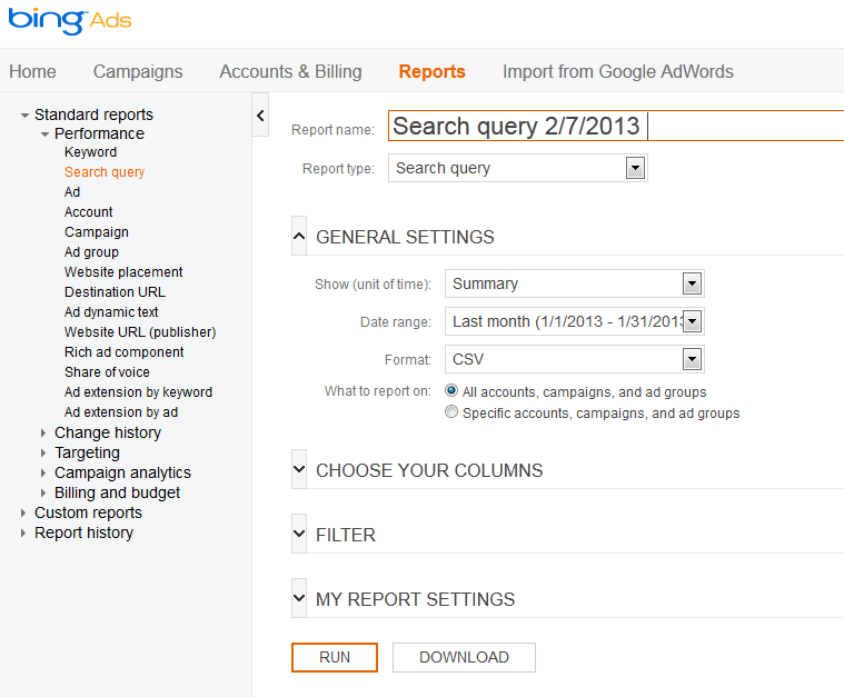 Bing Ads Reports