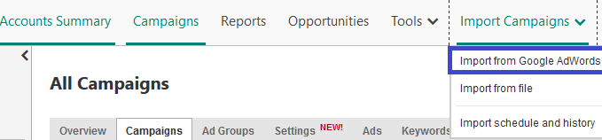 all-campaigns-step-one-bing-ads-scheduled-imports
