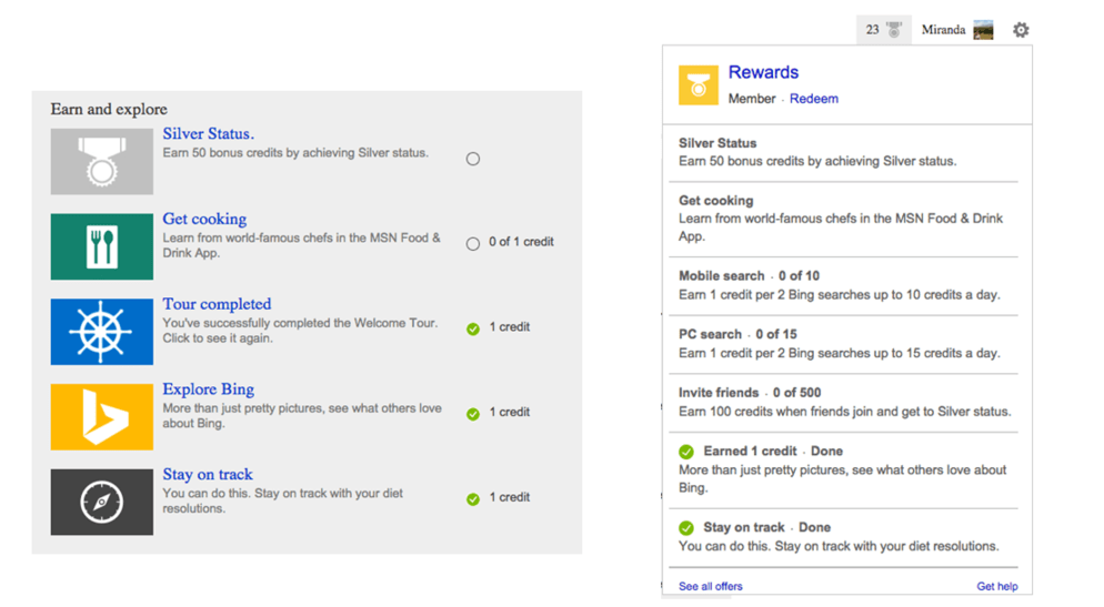 Bing Rewards credits