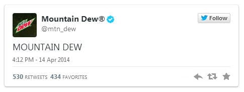 Brand voice Mountain Dew tweet